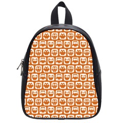 Orange And White Owl Pattern School Bags (small)  by GardenOfOphir