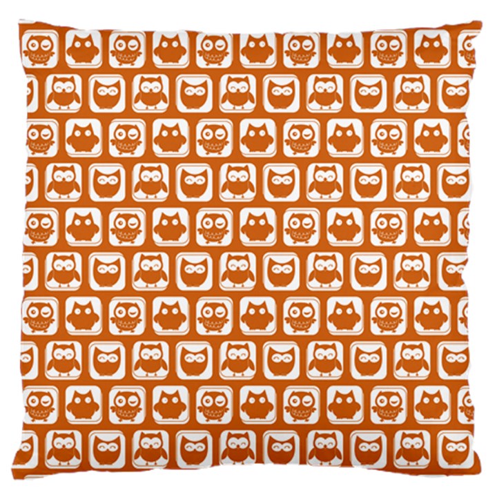 Orange And White Owl Pattern Large Cushion Cases (One Side) 