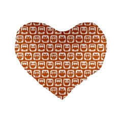 Orange And White Owl Pattern Standard 16  Premium Heart Shape Cushions by GardenOfOphir