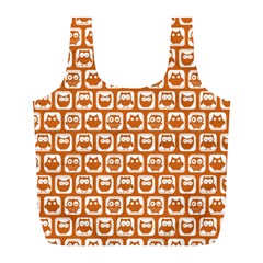 Orange And White Owl Pattern Full Print Recycle Bags (l) 