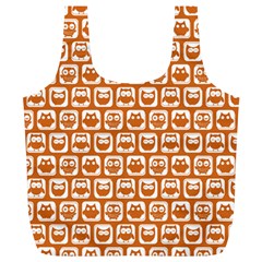 Orange And White Owl Pattern Full Print Recycle Bags (l)  by GardenOfOphir