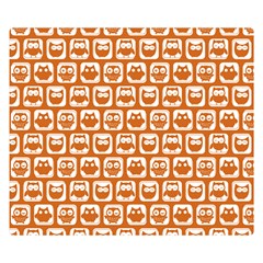 Orange And White Owl Pattern Double Sided Flano Blanket (small)  by GardenOfOphir