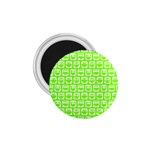 Lime Green And White Owl Pattern 1.75  Magnets Front