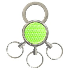 Lime Green And White Owl Pattern 3-ring Key Chains by GardenOfOphir