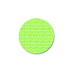 Lime Green And White Owl Pattern Golf Ball Marker (4 Pack)