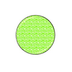 Lime Green And White Owl Pattern Hat Clip Ball Marker (4 Pack)