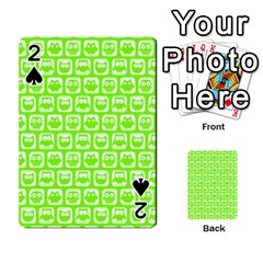 Lime Green And White Owl Pattern Playing Cards 54 Designs  by GardenOfOphir