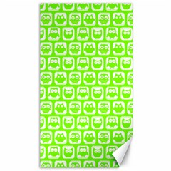 Lime Green And White Owl Pattern Canvas 40  X 72  