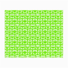 Lime Green And White Owl Pattern Small Glasses Cloth (2-side) by GardenOfOphir