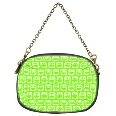 Lime Green And White Owl Pattern Chain Purses (two Sides)  by GardenOfOphir