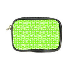 Lime Green And White Owl Pattern Coin Purse by GardenOfOphir