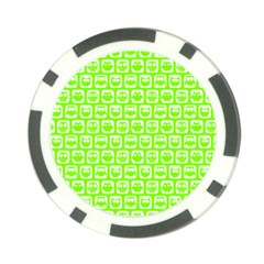 Lime Green And White Owl Pattern Poker Chip Card Guards (10 Pack) 