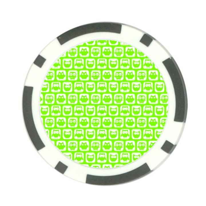 Lime Green And White Owl Pattern Poker Chip Card Guards (10 pack) 