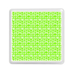 Lime Green And White Owl Pattern Memory Card Reader (square) 