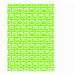 Lime Green And White Owl Pattern Small Garden Flag (Two Sides) Front