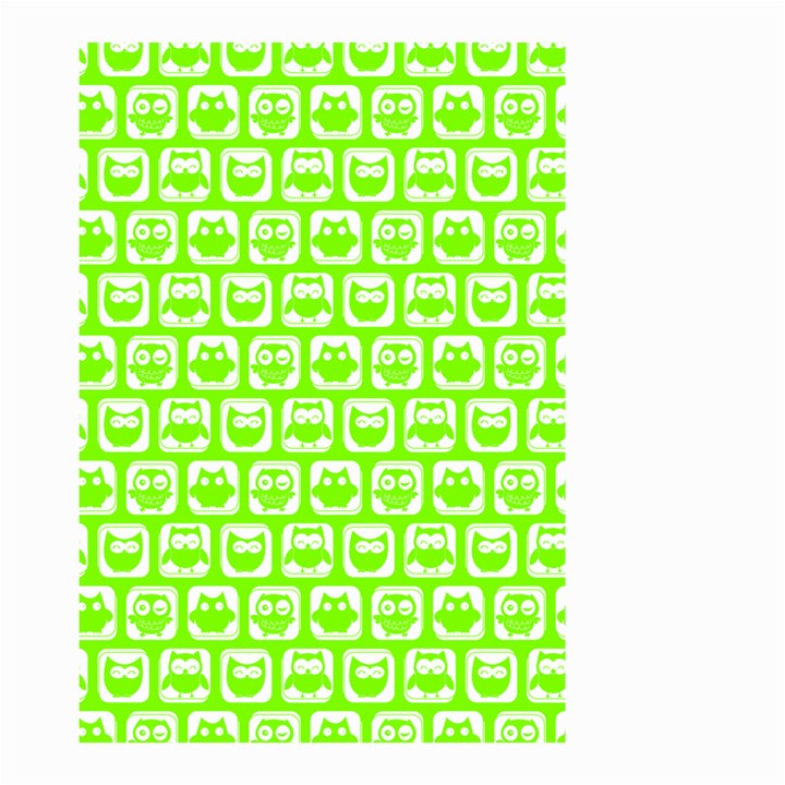 Lime Green And White Owl Pattern Small Garden Flag (Two Sides)