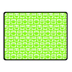 Lime Green And White Owl Pattern Double Sided Fleece Blanket (small)  by GardenOfOphir