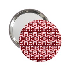 Red And White Owl Pattern 2 25  Handbag Mirrors by GardenOfOphir