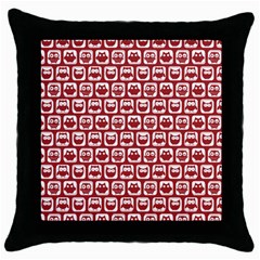 Red And White Owl Pattern Throw Pillow Cases (black) by GardenOfOphir