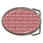 Red And White Owl Pattern Belt Buckles Front