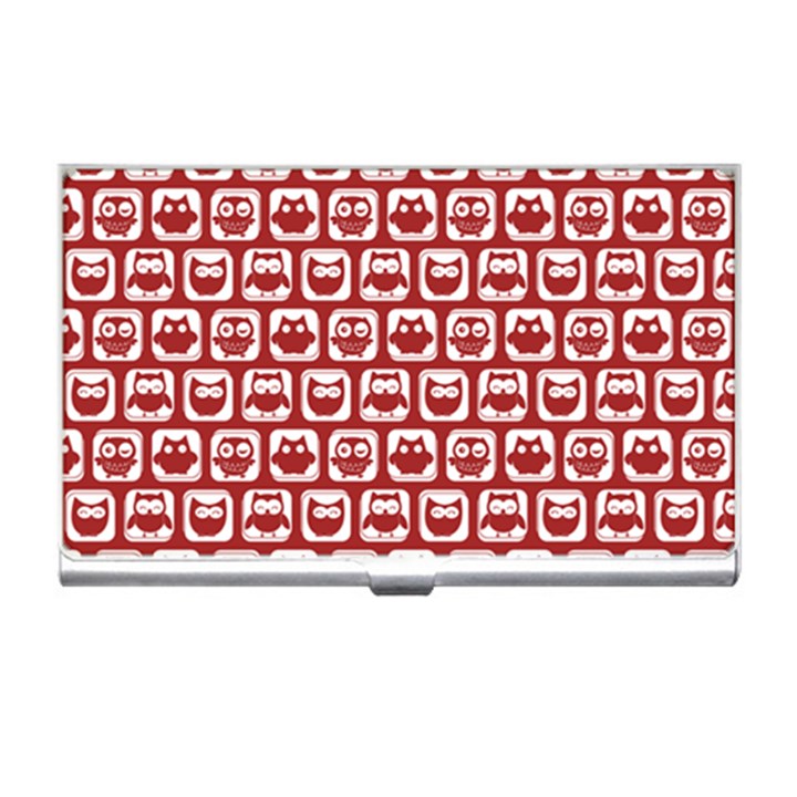 Red And White Owl Pattern Business Card Holders