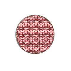 Red And White Owl Pattern Hat Clip Ball Marker by GardenOfOphir