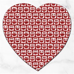 Red And White Owl Pattern Jigsaw Puzzle (heart) by GardenOfOphir