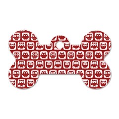 Red And White Owl Pattern Dog Tag Bone (one Side) by GardenOfOphir