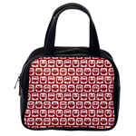 Red And White Owl Pattern Classic Handbags (2 Sides) Back