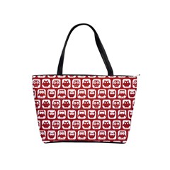 Red And White Owl Pattern Shoulder Handbags by GardenOfOphir