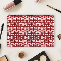 Red And White Owl Pattern Cosmetic Bag (large) 