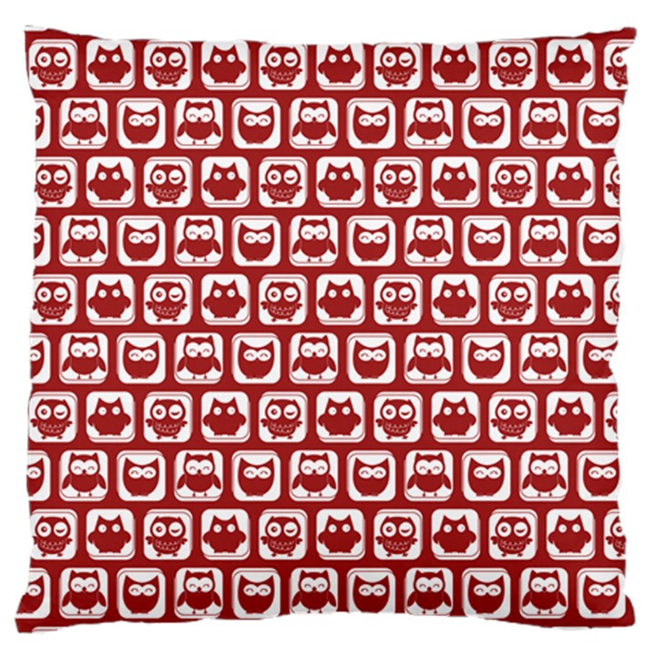 Red And White Owl Pattern Large Cushion Cases (Two Sides) 