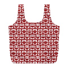 Red And White Owl Pattern Full Print Recycle Bags (l)  by GardenOfOphir