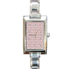 Light Pink And White Owl Pattern Rectangle Italian Charm Watches by GardenOfOphir