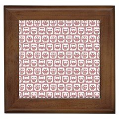 Light Pink And White Owl Pattern Framed Tiles