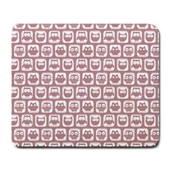 Light Pink And White Owl Pattern Large Mousepads by GardenOfOphir