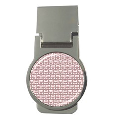 Light Pink And White Owl Pattern Money Clips (round) 