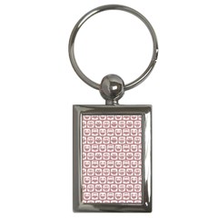 Light Pink And White Owl Pattern Key Chains (rectangle)  by GardenOfOphir