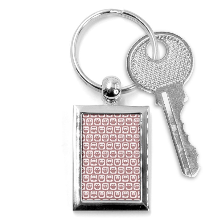 Light Pink And White Owl Pattern Key Chains (Rectangle) 