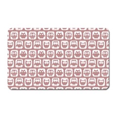 Light Pink And White Owl Pattern Magnet (rectangular) by GardenOfOphir