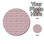 Light Pink And White Owl Pattern Multi-purpose Cards (Round)  Front 1