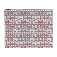 Light Pink And White Owl Pattern Cosmetic Bag (xl) by GardenOfOphir