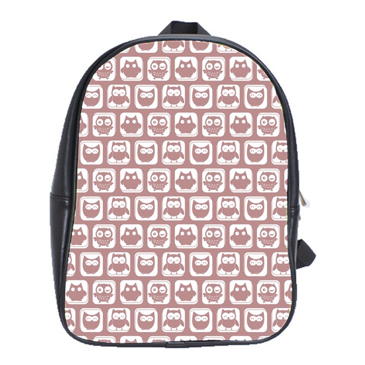 Light Pink And White Owl Pattern School Bags(Large) 