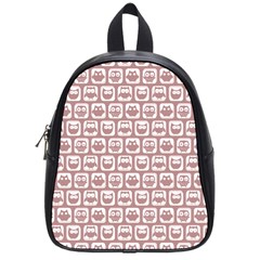 Light Pink And White Owl Pattern School Bags (small)  by GardenOfOphir