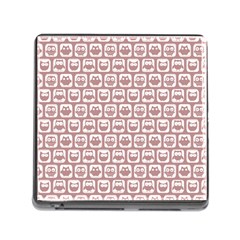 Light Pink And White Owl Pattern Memory Card Reader (square)