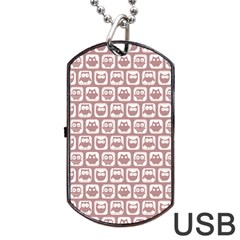 Light Pink And White Owl Pattern Dog Tag Usb Flash (one Side) by GardenOfOphir