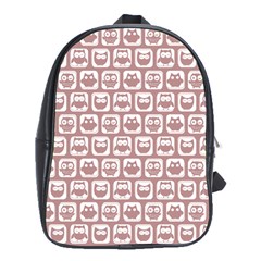 Light Pink And White Owl Pattern School Bags (xl)  by GardenOfOphir