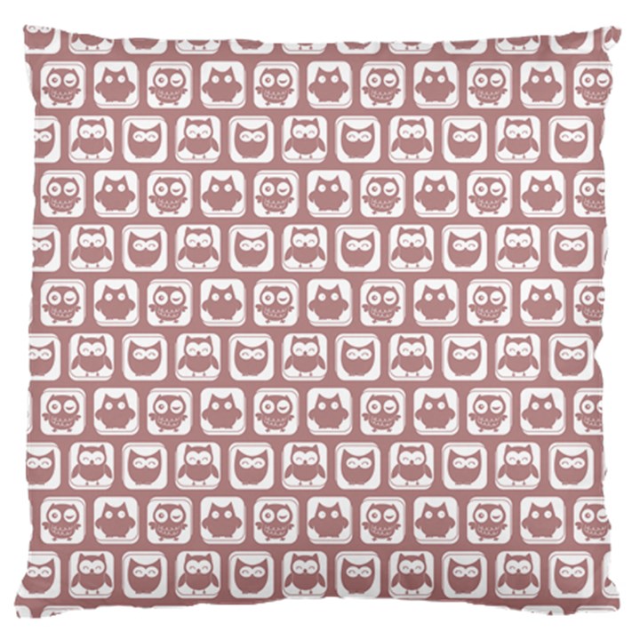 Light Pink And White Owl Pattern Large Flano Cushion Cases (One Side) 