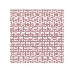 Light Pink And White Owl Pattern Small Satin Scarf (square) 