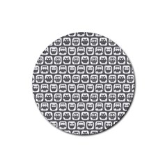 Gray And White Owl Pattern Rubber Coaster (round) 